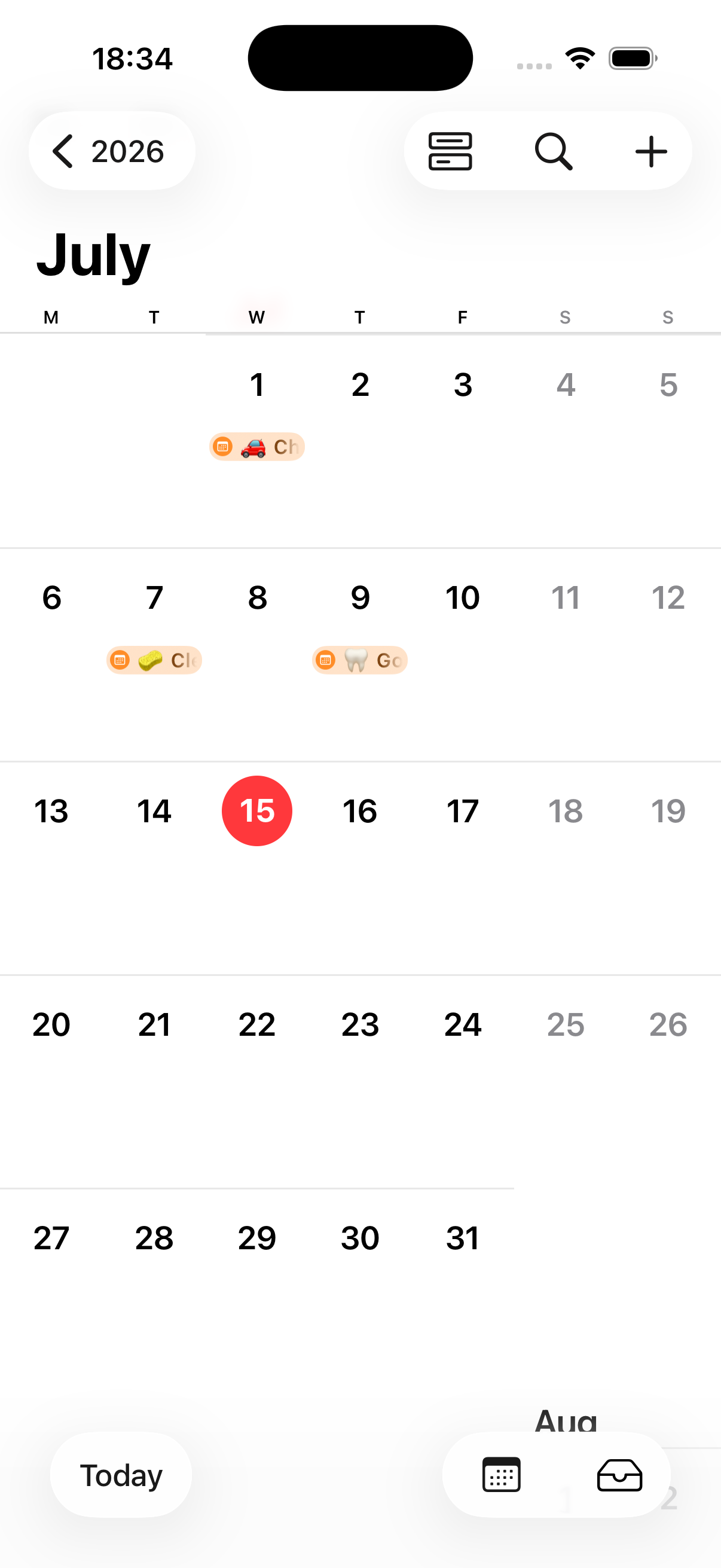 Calendar export view